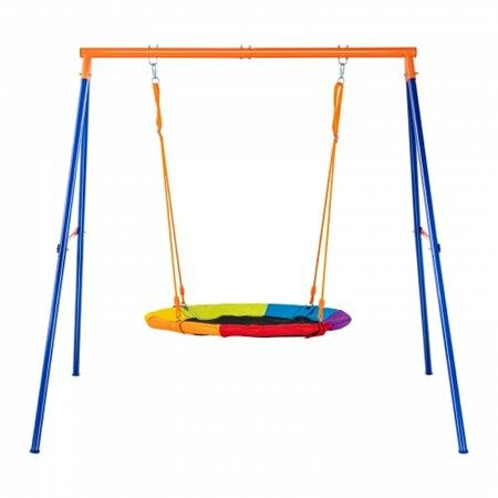 Swing Sets for Backyard 40in Saucer Swing Seat A-Frame Metal Stand 440lbs