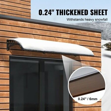 Window Door Awning Canopy, 965 x 2975mm Door Canopy Exterior, UF50+ PC Sunshade Sheet Awnings, Outdoor Patio Awning Sun Shade, Transparent, Waterproof, for Sun Shutter, UV, Rain, Snow Protection