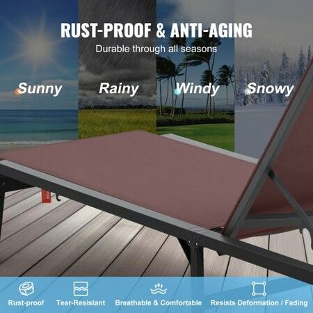 Chaise Lounge Chair Outdoor Patio Lounge Chair with Adjustable 5-Position