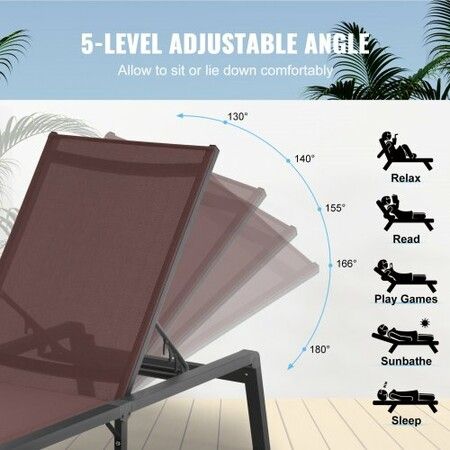 Chaise Lounge Chair Outdoor Patio Lounge Chair with Adjustable 5-Position