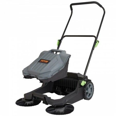 Walk-behind Hand Push Floor Sweeper 25.6" Width 5 Gallon Waste Container