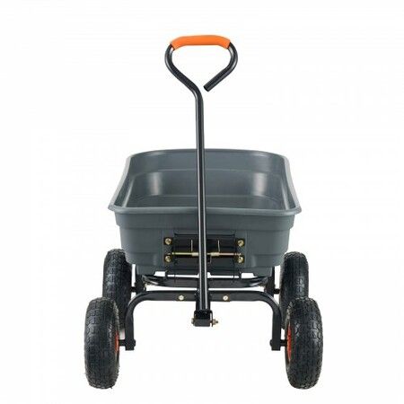 Dump Cart, Poly Garden Dump Cart with Easy to Assemble Steel Frame, Dump Wagon with 2-in-1 Convertible Handle, Utility Wheelbarrow 272kg/ 600lbs Capacity, 25.5cm/ 10 inch Tires