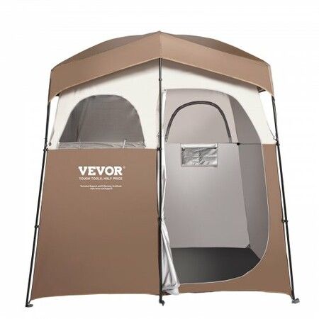 Camping Shower Tent, 83" x 42" x 83" 2 Rooms Oversize Outdoor Portable Shelter, Privacy Tent with Detachable Top, Pockets, Hanging Rope and Clothesline, for Dressing, Changing, Toilet, Bathroom