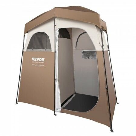 Camping Shower Tent, 83" x 42" x 83" 2 Rooms Oversize Outdoor Portable Shelter, Privacy Tent with Detachable Top, Pockets, Hanging Rope and Clothesline, for Dressing, Changing, Toilet, Bathroom