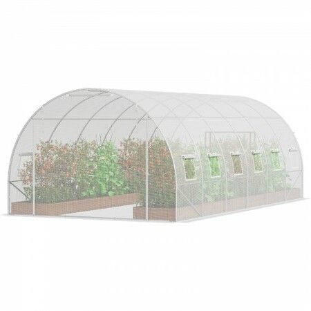 Walk-in Tunnel Greenhouse 19.36x9.68x6.5ft Galvanized Frame PE Cover White