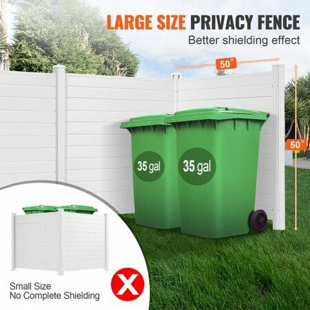 Outdoor Privacy Screens, 50" W x 50" H Air Conditioner Fence, Pool Equipment Enclosure, Horizontal Vinyl Privacy Fence, Perfect to Enclose Trash Can and A/C Units (3-Panel)