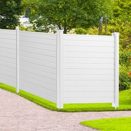 Outdoor Privacy Screens, 50" W x 50" H Air Conditioner Fence, Pool Equipment Enclosure, Horizontal Vinyl Privacy Fence, Perfect to Enclose Trash Can and A/C Units (3-Panel)