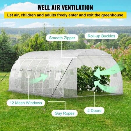 Walk-in Tunnel Greenhouse Galvanized Frame Waterproof Cover 20x10x7 ft