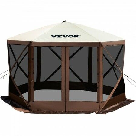 Pop-up Camping Gazebo Camping Canopy Shelter 6 Sided 10' x 10' Sun Shade