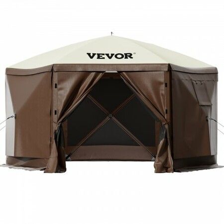 Pop-up Camping Gazebo Camping Canopy Shelter 6 Sided 10' x 10' Sun Shade