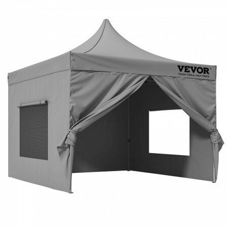 304.8 x 304.8 cm Pop up Canopy with Removable Sidewalls, Instant Canopies Portable Gazebo & Wheeled Bag, UV Resistant Waterproof, Enclosed Canopy Tent for Outdoor Events, Patio, Backyard, Party