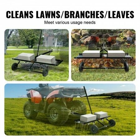 Tow Behind Dethatcher, 1.2m Tow Dethatcher with 24 Spring Steel Tines, Lawn Dethatcher Rake for ATV or Mower, Tow Behind Lawn Rake with Lift Handle for Garden Farm Grass