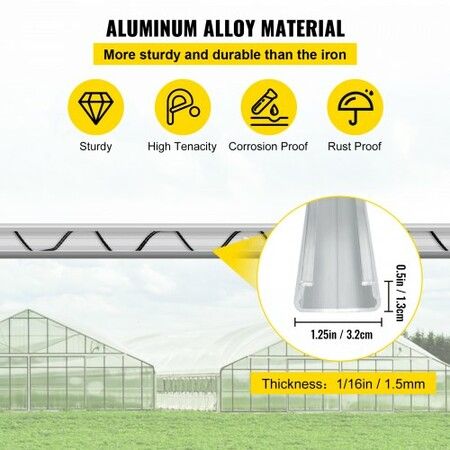 Spring Wire and Lock Channel, 2m Spring Lock & U-Channel Bundle for Greenhouse, 40 Packs PE Coated Spring Wire & Aluminum Alloy Channel,Plastic Poly Film or Shade Cloth Attachment with Screw