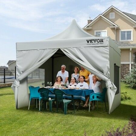 Pop Up Canopy Tent Outdoor Gazebo Tent 10x10FT with Sidewalls & Bag White