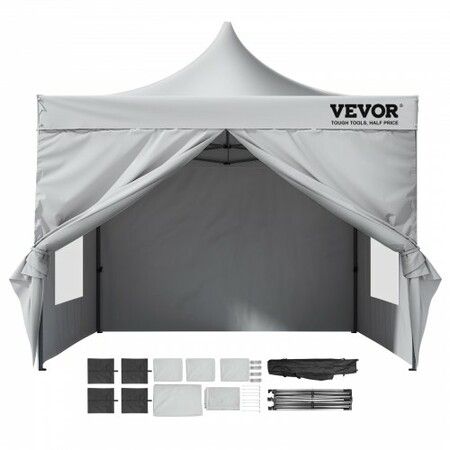 Pop Up Canopy Tent Outdoor Gazebo Tent 10x10FT with Sidewalls & Bag White