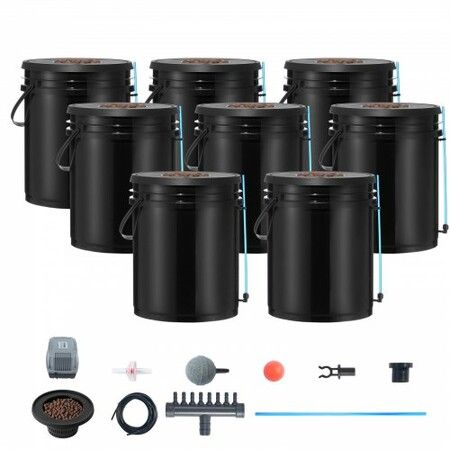 DWC Hydroponics Grow System Deep Water Culture 8 Buckets with Air Pump