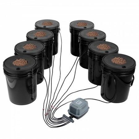 DWC Hydroponics Grow System Deep Water Culture 8 Buckets with Air Pump