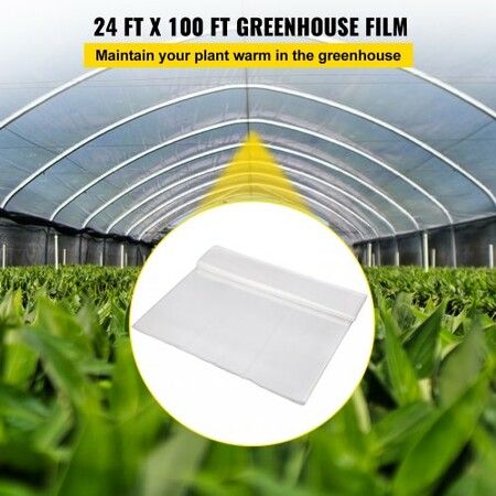 Greenhouse Film, 24\' x 100\' Greenhouse Plastic Sheeting, 6 mil Thickness Suncover Greenhouse, Clear Polyethylene Cover, UV Proof Farm Plastic Supply for Gardening, Farming and Agriculture