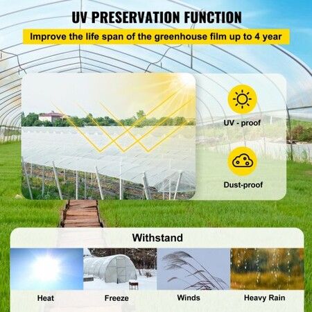 Greenhouse Film, 24\' x 100\' Greenhouse Plastic Sheeting, 6 mil Thickness Suncover Greenhouse, Clear Polyethylene Cover, UV Proof Farm Plastic Supply for Gardening, Farming and Agriculture