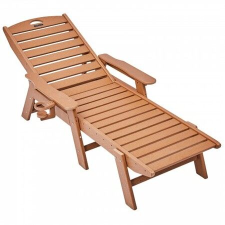 Outdoor Chaise Lounge Chair Adjustable Patio Reclining Bench Lounger Brown