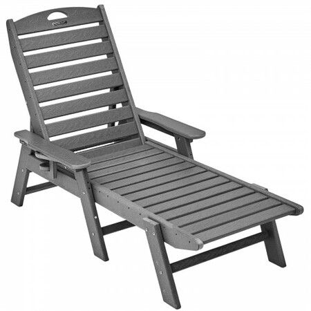 Outdoor Chaise Lounge Chair Adjustable Patio Reclining Bench Lounger Gray