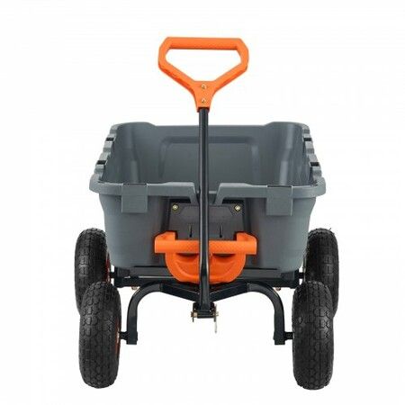 Dump Cart, Poly Garden Dump Cart with Easy to Assemble Steel Frame, Dump Wagon with 2-in-1 Convertible Handle, Utility Wheelbarrow 362.88kg/ 800lbs Capacity, 25.5cm/ 10 inch Tires