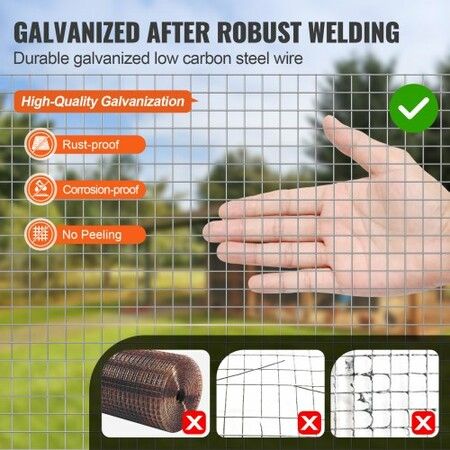 Hardware Cloth, 12.7mm 1220mm×30.48m 19 Gauge, Hot Dipped Galvanized Wire Mesh Roll, Chicken Wire Fencing, Wire Mesh for Rabbit Cages, Garden, Small Rodents