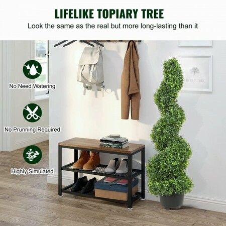 Artificial Topiaries Boxwood Trees, 10cm Tall (2 Pieces) Faux Topiary Plant Outdoor, All-year Green Feaux Plant w/ Replaceable Leaves for Decorative Indoor/Outdoor/Garden