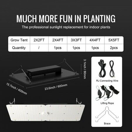 LED Grow Light, 300W Full Spectrum Dimmable, High Yield Samsung 2B1B Diodes Growing Lamp for Indoor Plants Seedling Veg and Bloom Greenhouse Growing, Daisy Chain Driver for 3x3/4x4 ft Grow Tent