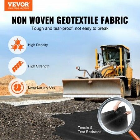 Non-Woven Geotextile Fabric 10x100FT 8OZ Ground Cover Weed Control Fabric, 3.0 x 30.5 m