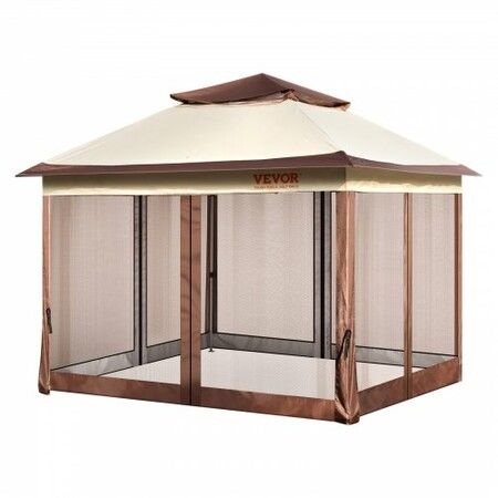 Patio Gazebo, Pop up Gazebo for 8-10 Person, with Mosquito Netting, Metal Frame, and PU Coated 250D Oxford Cloth, Outdoor Canopy Shelter for Patio, Backyard, Lawn, Garden, Deck