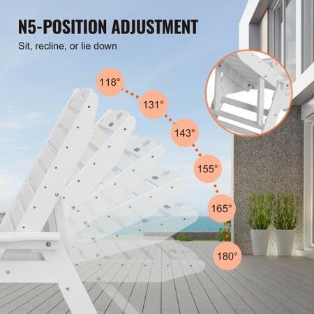 Outdoor Chaise Lounge Chair Adjustable Patio Reclining Bench Lounger White