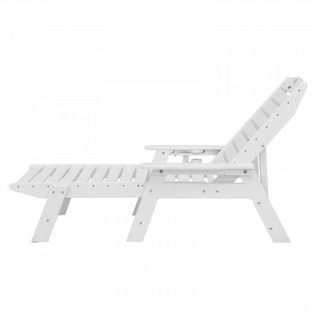 Outdoor Chaise Lounge Chair Adjustable Patio Reclining Bench Lounger White