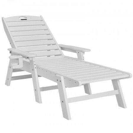 Outdoor Chaise Lounge Chair Adjustable Patio Reclining Bench Lounger White