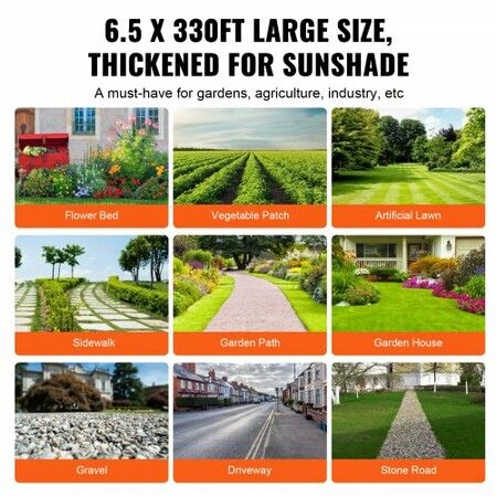 Weed Barrier Landscape Fabric, 6.5*330FT Heavy Duty Garden Weed Fabric, Woven PP Weed Control Fabric, Driveway Fabric, Geotextile Fabric for Landscaping, Ground Cover, Weed Blocker Weed Mat