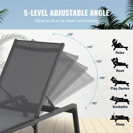 Chaise Lounge Chair Outdoor Patio Lounge Chair with Adjustable 5-Position