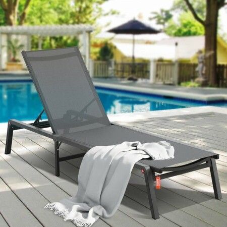 Chaise Lounge Chair Outdoor Patio Lounge Chair with Adjustable 5-Position