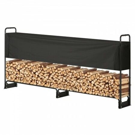 8.5FT Outdoor Firewood Rack with Cover, 102x14.2x46.1 in, Heavy Duty Firewood Holder & 600D Oxford Waterproof Cover for Fireplace, Patio, Indoor/Outdoor Log Storage Rack for 1/2 Cord of Firewood