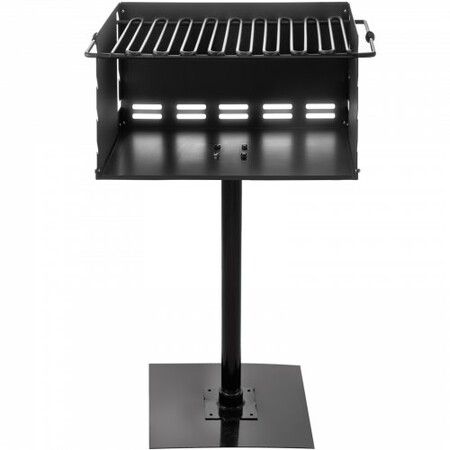 Outdoor Park Style Grill, 20 x 14 Inch Park Style Charcoal Grill, Carbon Steel Park Style BBQ Grill, Adjustable Park Charcoal Grill, Stainless Steel Grate Outdoor Park Grill with Base Plate