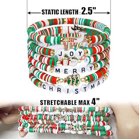 6 Pack Cute Xmas Bracelets for Women Teen Girls as Party Gifts, Green