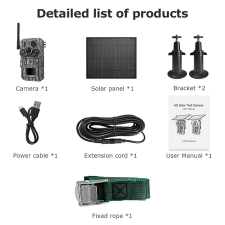 4G Hunting Camera Solar 3MP Solar Trail Camera IP66 Waterproof Game Camera with GPS