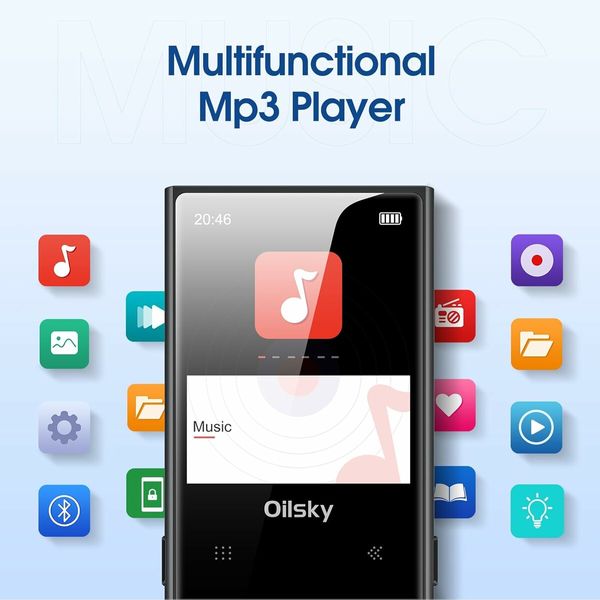 64GB Mp3 Player Bluetooth 5.0, Oilsky Portable Digital Lossless Music Player with FM Radio, Built-in Speaker, Touch Button