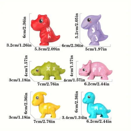 26PCS Alphabet Dino Matching Learning Toy for Kids Montessori Dino Toys Match Letter, Educational Learning Toys