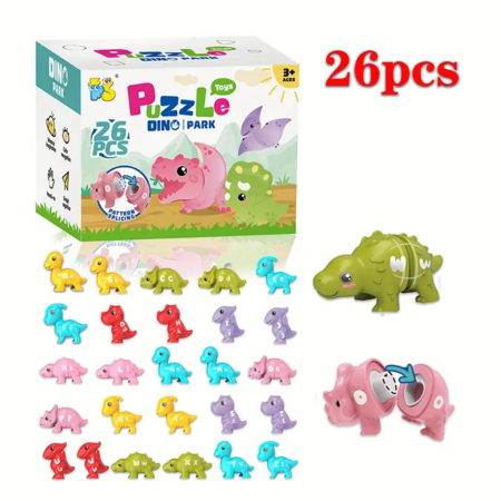 26PCS Alphabet Dino Matching Learning Toy for Kids Montessori Dino Toys Match Letter, Educational Learning Toys