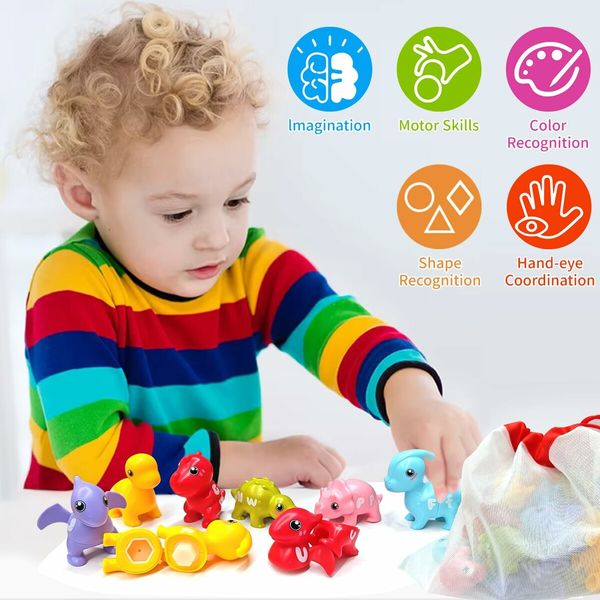 26PCS Alphabet Dino Matching Learning Toy for Kids Montessori Dino Toys Match Letter, Educational Learning Toys