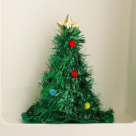 Christmas Tree Hat, Humorous Decorated Christmas Tree Hat, Festive Decor Green