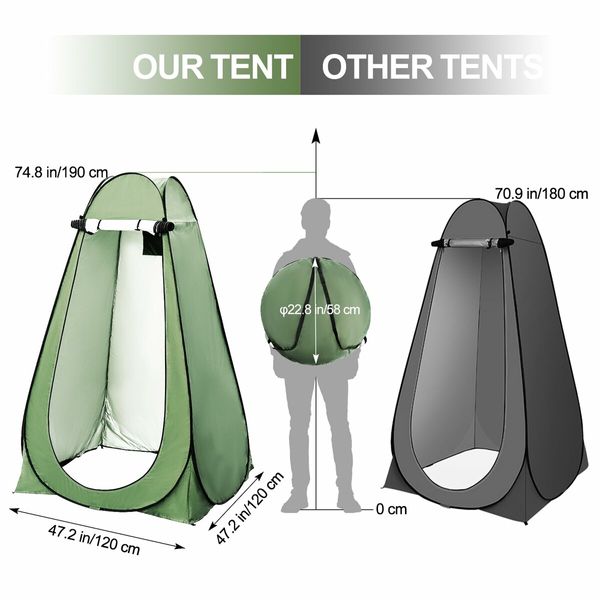 Portable Pop up Privacy Tent, Outdoor Camping Shower Tent with Carry Bag, Camp Toilet Changing Room for Hiking Picnic Fishing Beach