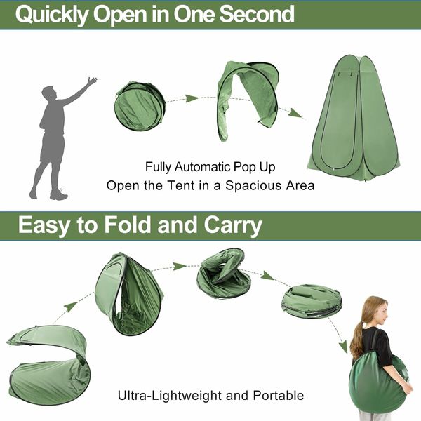 Portable Pop up Privacy Tent, Outdoor Camping Shower Tent with Carry Bag, Camp Toilet Changing Room for Hiking Picnic Fishing Beach