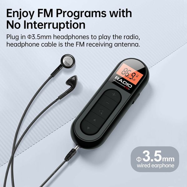 FM Portable Radio, Rechargeable Pocket Radio with Best Reception Digital Tuning, LCD Screen,Belt Clip, Stereo Sound Earphone Jack for Gym, Jogging