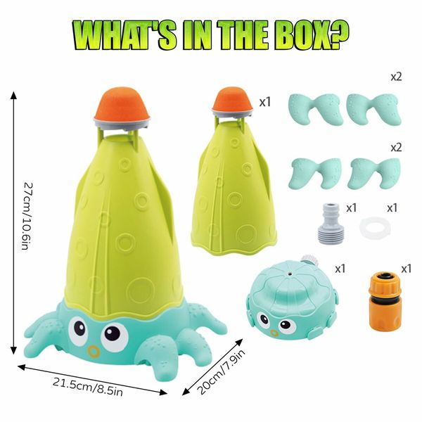 Outdoor Water Sprinkler Toy Summer Splash Play in Backyard,Pool,Garden for Kids Ages 3+(Light Green)